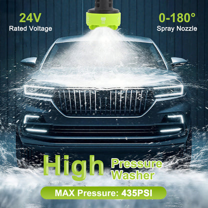 18000mAh 24V Cordless Pressure Washer with 3 Rechargeable Batteries, 16.4FT Water Pipe and 6 In 1 Nozzles Car Power Cleaner Machine, 435PSI