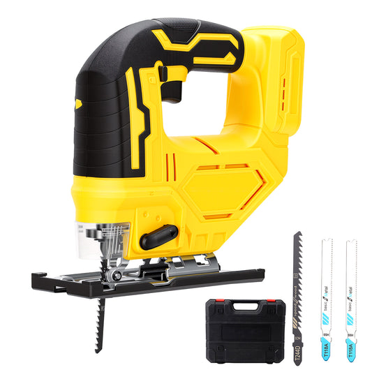 Cordless Jig Saw for 21V Battery, Brushless Orbital Jigsaw, 0°- 45° Bevel Cuts, Lightweight 4 Orbital Settings with LED Light for Straight Curve Circle Cutting (No Battery)