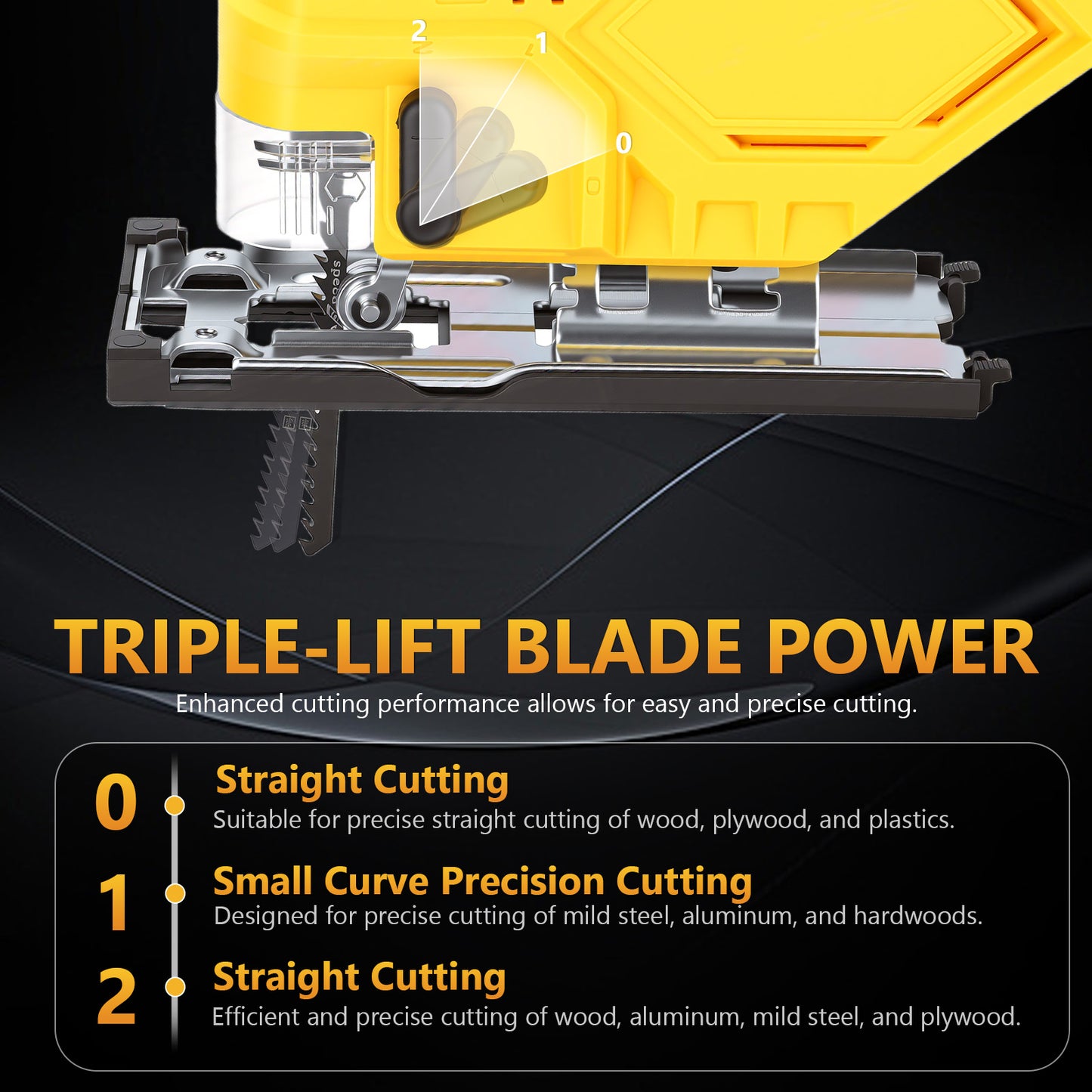 Cordless Jig Saw for 21V Battery, Brushless Orbital Jigsaw, 0°- 45° Bevel Cuts, Lightweight 4 Orbital Settings with LED Light for Straight Curve Circle Cutting (No Battery)