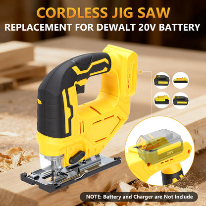 Cordless Jig Saw for 21V Battery, Brushless Orbital Jigsaw, 0°- 45° Bevel Cuts, Lightweight 4 Orbital Settings with LED Light for Straight Curve Circle Cutting (No Battery)