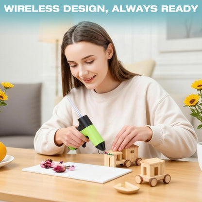 Cordless Hot Glue Gun, 30s Heating Fast with 2000mAh Rechargeable Battery & 30 Glue Sticks, Smart Power-off, Compact Size, Intelligent Temperature Control,for Crafts, DIY Arts, Home Repairs,Green