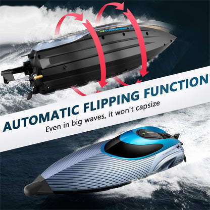RC Boat 28+ MPH, 2.4 GHz Racing Boats for Adults with 2x1200mAh Rechargeable Batteries, High Speed Fast Remote Control Boat with LED Lights for Pools and Lakes, Pool Toys Water Toys for Age 14+
