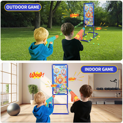 Shooting Game Toy for Age 6, 7, 8, 9, 10+ Years Old Kids Boys, 2 Pack Air Toy Blaster Air Pump & Shooting Target & 24 Foam Balls, Indoor & Outdoor Play, Ideal Christmas Birthday Gift for Boys 3+
