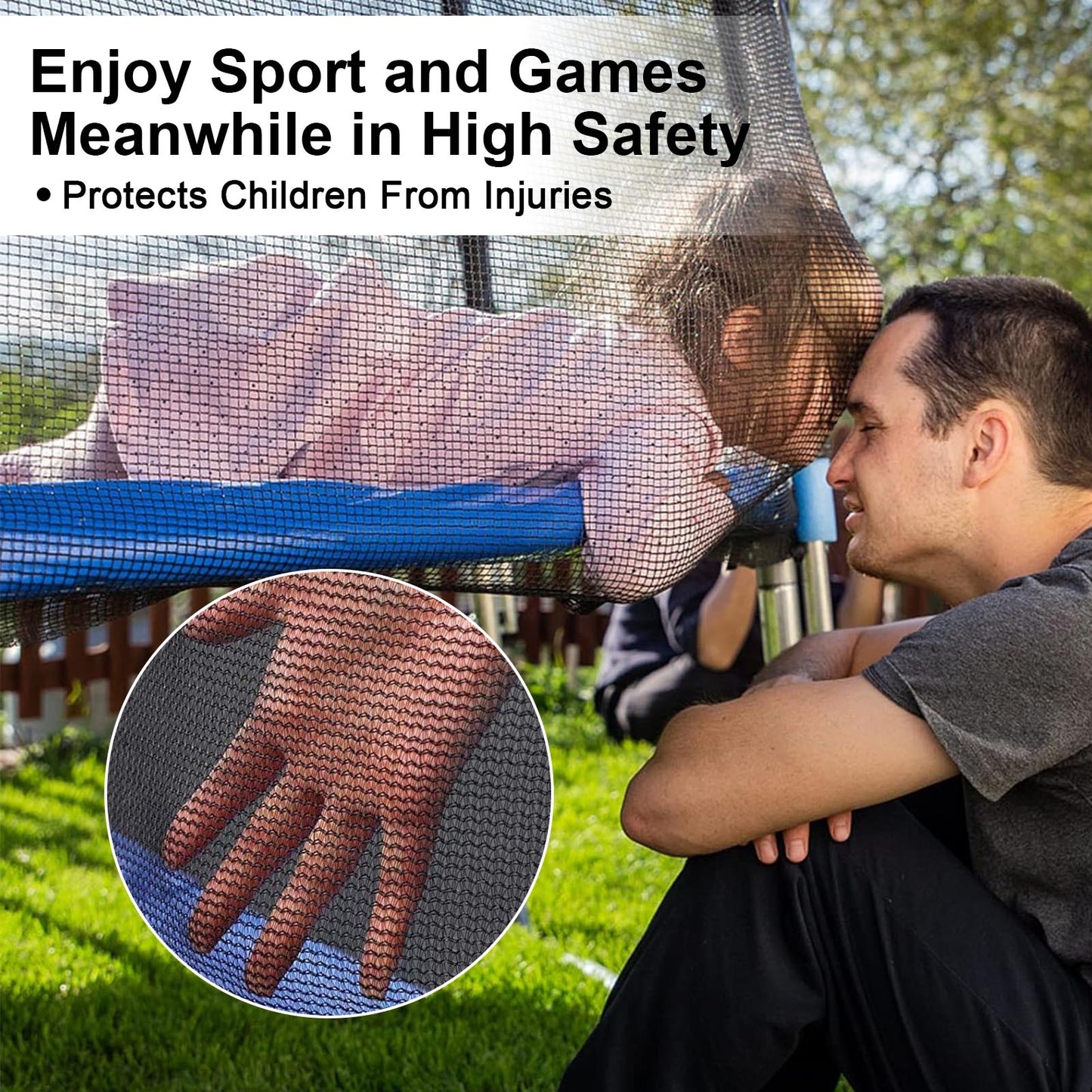 14FT Trampoline Replacement Safety Enclosure Net for 6 Sraight Poles, Trampoline Safety Net Replacement  Enclosure Net for 14FT, Weather-Resistant, Tear-Proof, NET ONLY
