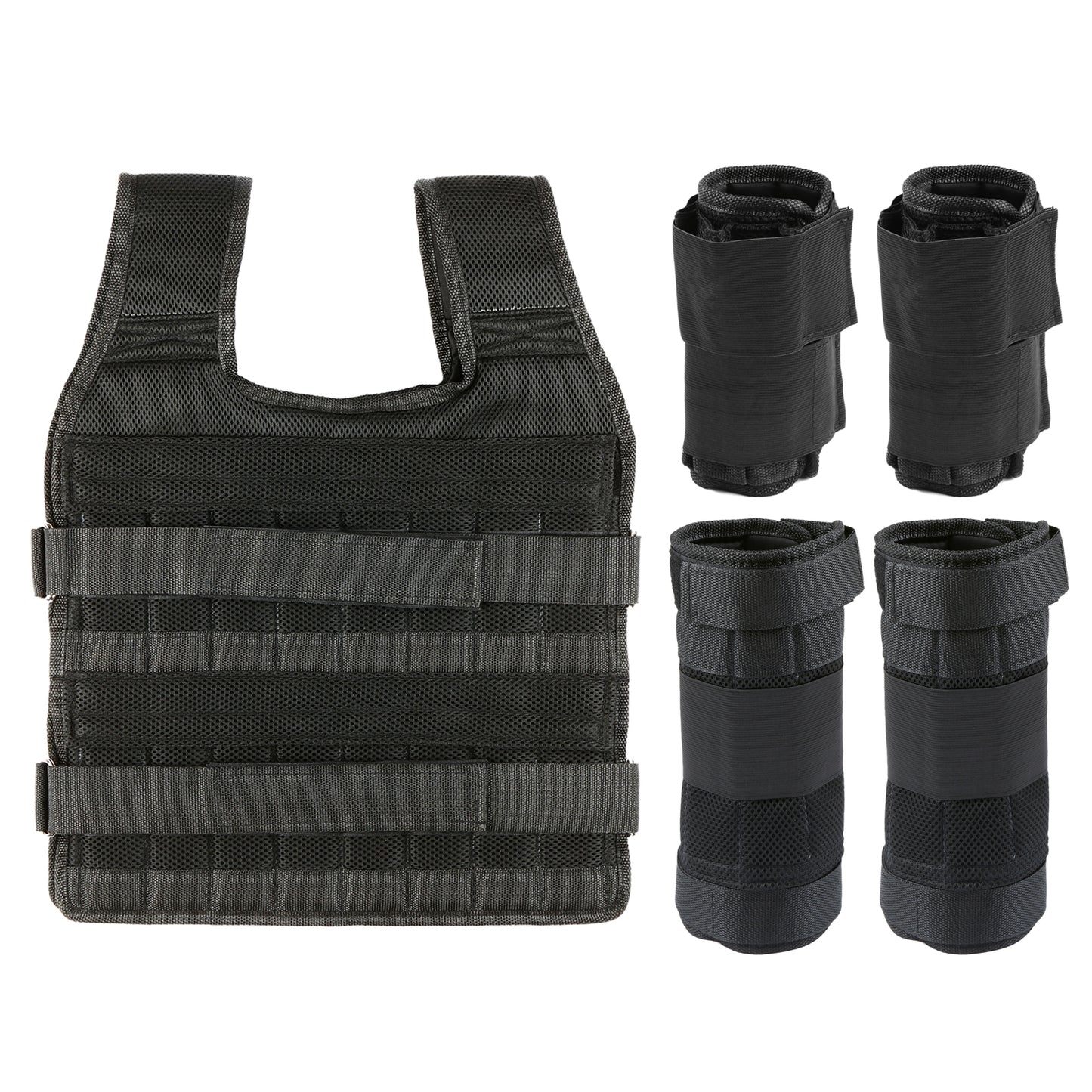 Adjustable Weighted Vest + Leg Weights + Arm Weights for Men(77, 13 & 11 lbs), 3-in-1 Weighted Running Vest for Walking, Jogging & Strength Training, Ideal Weighted Workout Vest for Men