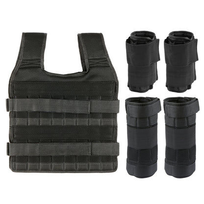 Adjustable Weighted Vest + Leg Weights + Arm Weights for Men(77, 13 & 11 lbs), 3-in-1 Weighted Running Vest for Walking, Jogging & Strength Training, Ideal Weighted Workout Vest for Men