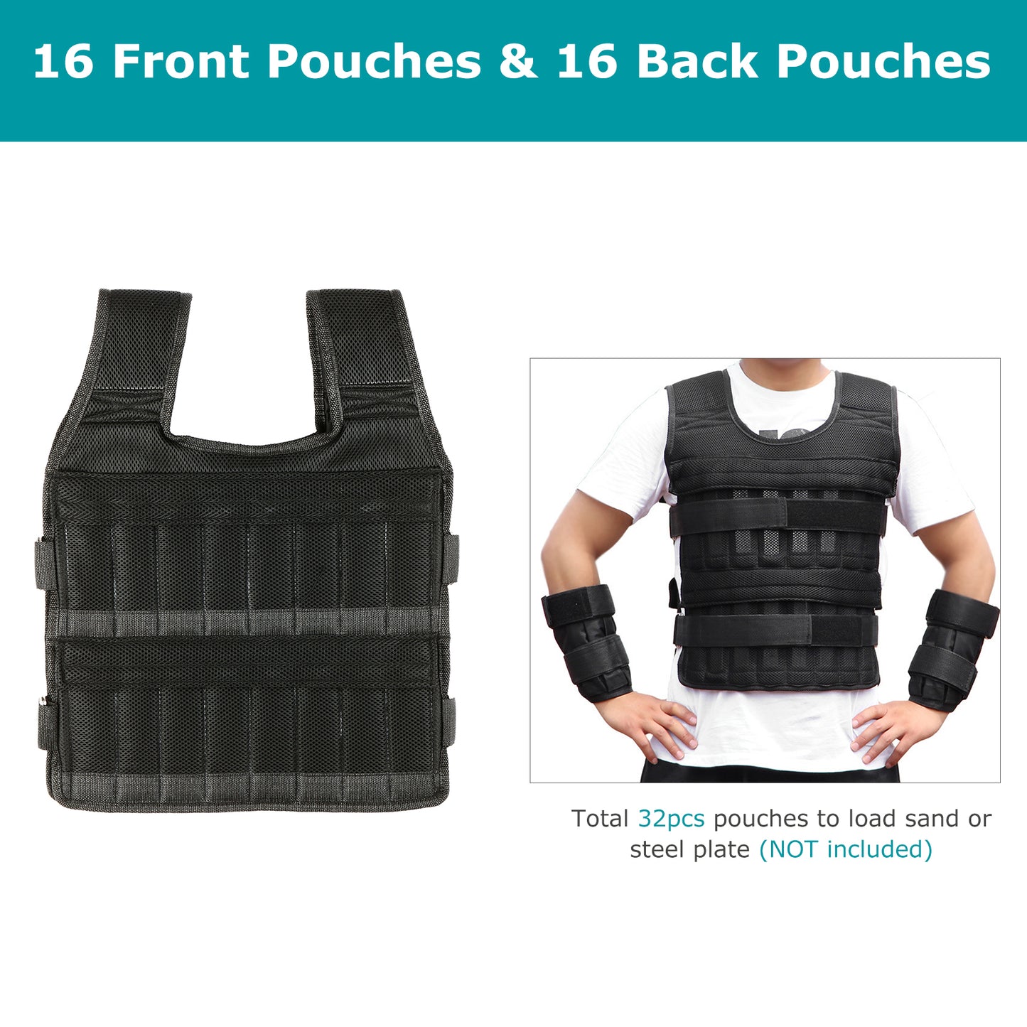 Adjustable Weighted Vest + Leg Weights + Arm Weights for Men(77, 13 & 11 lbs), 3-in-1 Weighted Running Vest for Walking, Jogging & Strength Training, Ideal Weighted Workout Vest for Men